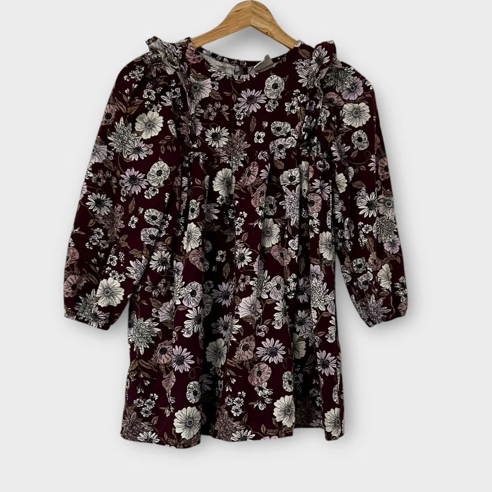 Cotton On Burgundy Floral Dress Girl Size 8